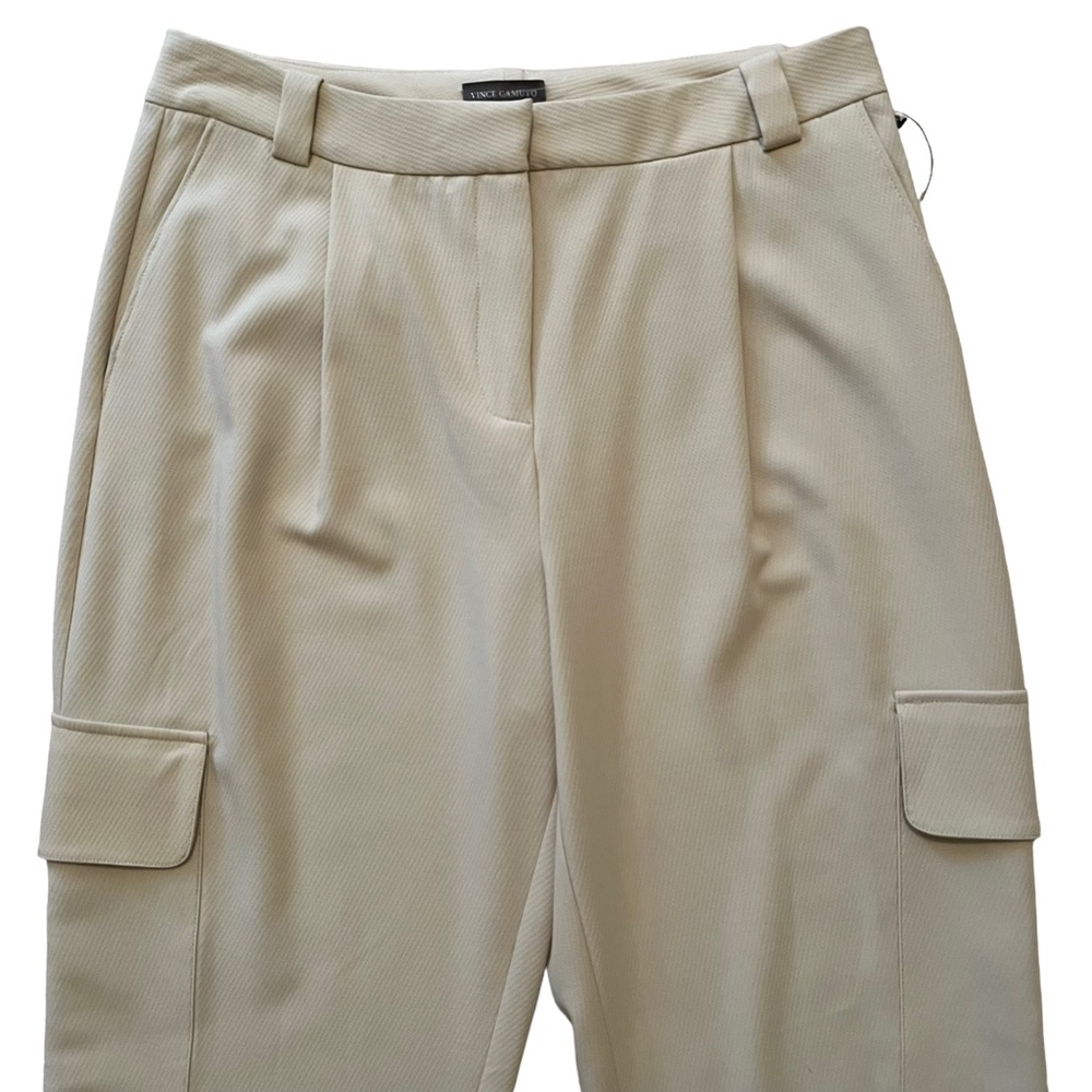 Vince Camuto Cream"Spring Safari" High Waisted Pleated Cargo Pant 6 - Picture 4 of 11
